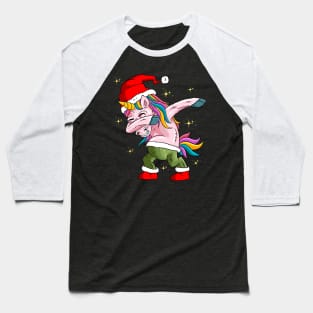 Dabbing Unicorn Christmas Santa Baseball T-Shirt